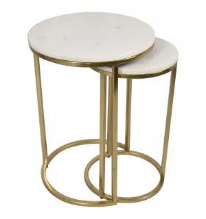 Mercer Marble Side Table (Nested Set of 2) - Gold by null, a Side Table for sale on Style Sourcebook