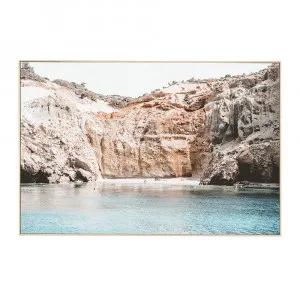 Grecian Cliffs Framed Natural Veneer Framed Canvas - 120cm X 80cm by null, a Painted Canvases for sale on Style Sourcebook