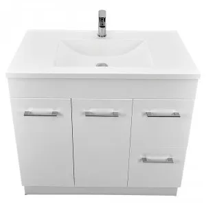 Tannah Vanity 2 Door 2 Drawer 900mm Right Hand With Kick 1 Tap Hole | Made From Marble In White By Raymor by Raymor, a Vanities for sale on Style Sourcebook
