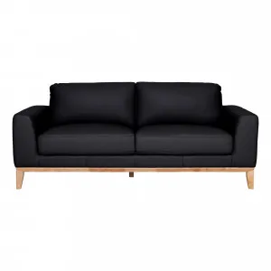 Dante 3 Seater Sofa in Leather Black by OZ Design, a Sofas for sale on Style Sourcebook