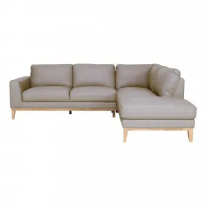Dante 2.5 Seater Sofa + Chaise RHF in Leather Light Mocha by OZ Design, a Sofas for sale on Style Sourcebook