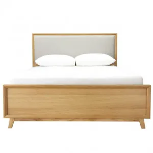 Morgan Oak Bed Frame with Upholstered Headboard by null, a Beds & Bed Frames for sale on Style Sourcebook