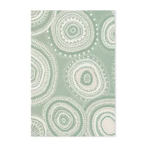 Green Dancing Bora Rings, Style A by Gioia Wall Art, a Aboriginal Art for sale on Style Sourcebook