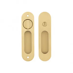 Leroy Sliding Door Privacy Set - Brushed Brass by ABI Interiors Pty Ltd, a Door Knobs & Handles for sale on Style Sourcebook