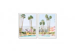 Set of 2 Saguaro Palm Spring Hotel Wall Art Canvas 3 sizes available 70cm x 50cm by Luxe Mirrors, a Artwork & Wall Decor for sale on Style Sourcebook