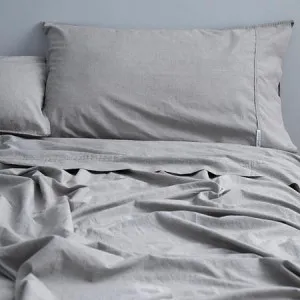 Canningvale Vintage Deep Sheet Set - Smokey Grey Melange, Deep King, Softwash Cotton by Canningvale, a Sheets for sale on Style Sourcebook