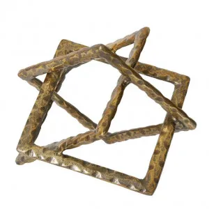 Square Abstract Sculpture Gold - 35cm x 26cm by null, a Decor for sale on Style Sourcebook