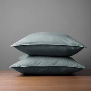 Canningvale Vintage Pillowcase Pair - Misty Blue Melange, European, Softwash Cotton by Canningvale, a Pillow Cases for sale on Style Sourcebook