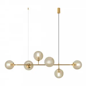 Nora Living Tondo Brass Linear Pendant 6 Light Amber by Nora Living, a Pendant Lighting for sale on Style Sourcebook