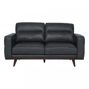 Astrid 2 Seater Sofa in Leather Slate / Brown Leg by OZ Design, a Sofas for sale on Style Sourcebook