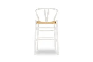 Ark Coastal Bar Stool, Solid Ash Frame With White Finish Natural Paper Rope Support, by Lounge Lovers by Lounge Lovers, a Bar Stools for sale on Style Sourcebook