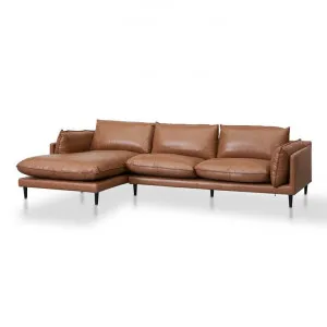 Lucio 4 Seater Left Chaise Leather Sofa - Caramel Brown - Last One by Interior Secrets - AfterPay Available by Interior Secrets, a Sofas for sale on Style Sourcebook