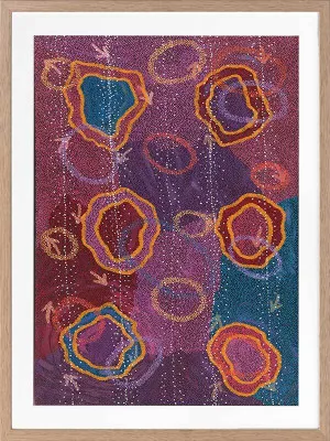 Yankirri Jukurrpa III Dark Pink Framed Art Print by Urban Road, a Aboriginal Art for sale on Style Sourcebook