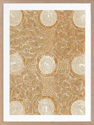 Pikilyi Jukurrpa Mustard Framed Art Print by Urban Road, a Aboriginal Art for sale on Style Sourcebook