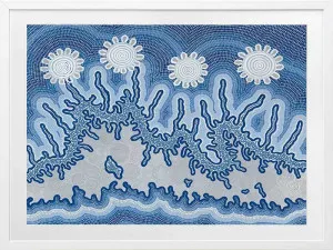 Spiritual Connection Blue Framed Art Print by Urban Road, a Aboriginal Art for sale on Style Sourcebook
