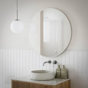 Ingrain Round Brushed Nickel Framed Mirror 800mm by Ingrain, a Vanity Mirrors for sale on Style Sourcebook