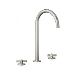 Cross Assembly Bench Mounted Set - Brushed Nickel by ABI Interiors Pty Ltd, a Bathroom Taps & Mixers for sale on Style Sourcebook
