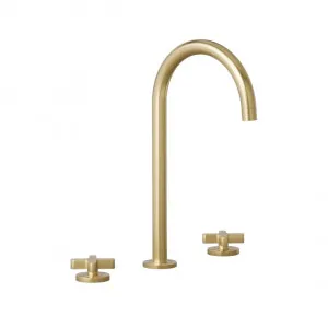 Cross Assembly Bench Mounted Set - Brushed Brass by ABI Interiors Pty Ltd, a Bathroom Taps & Mixers for sale on Style Sourcebook
