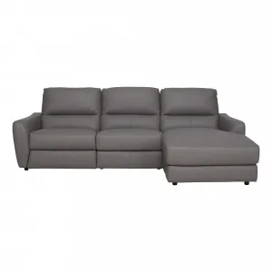 Portland 3 Seater Recliner Sofa + Chaise RHF in Leather Grey by OZ Design, a Sofas for sale on Style Sourcebook
