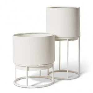 Gunner Planter with Stand Set 2 28 x 28 x 56cm / 32 x 32 x 36cm by null, a Plant Holders for sale on Style Sourcebook