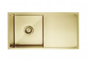 Meir | LAVELLO by MEIR | BRUSHED BRONZE GOLD  KITCHEN SINK - SINGLE BOWL & DRAINBOARD 840 X 440 by LAVELLO by MEIR, a Kitchen Sinks for sale on Style Sourcebook