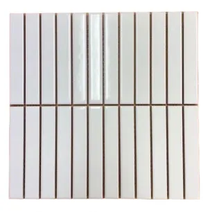 Kit K Gloss White Stack Mosaic 22x145mm (296x300mm sht) by Groove Tiles and Stone, a Mosaic Tiles for sale on Style Sourcebook