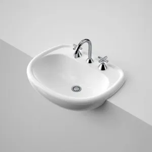 Caravelle Semi Recessed Basin With Bracket 550mm 3 Tap Holes | Made From Vitreous China In White By Caroma by Caroma, a Basins for sale on Style Sourcebook