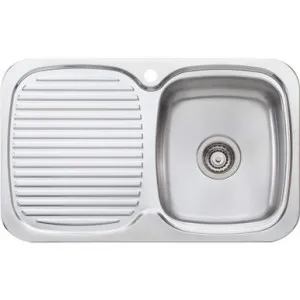 Lakeland Single Bowl Sink With Drainer Right Bowl 1 Tap Hole | Made From Stainless Steel By Oliveri by Oliveri, a Kitchen Sinks for sale on Style Sourcebook
