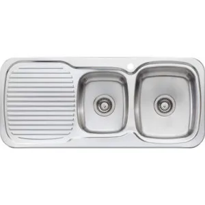 Lakeland 1 & 3/4 Bowl Sink With Drainer Right Bowl 1 Tap Hole | Made From Stainless Steel By Oliveri by Oliveri, a Kitchen Sinks for sale on Style Sourcebook