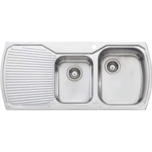 Monet Sink 1&3/4 Right Hand Bowls With Drainer Mo712 1100mm X 500mm 1 Tap Hole Topmount | Made From Stainless Steel By Oliveri by Oliveri, a Kitchen Sinks for sale on Style Sourcebook