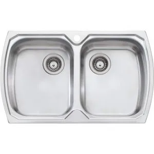 Monet Sink Double Bowl No Drainer Mo763 815mm X 500mm One Tap Hole Topmount | Made From Stainless Steel By Oliveri by Oliveri, a Kitchen Sinks for sale on Style Sourcebook