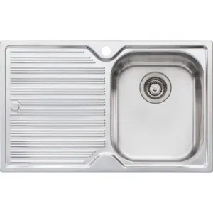 Diaz Single Bowl Topmount Sink With Drainer Right Bowl 1 Tap Hole | Made From Stainless Steel By Oliveri by Oliveri, a Kitchen Sinks for sale on Style Sourcebook