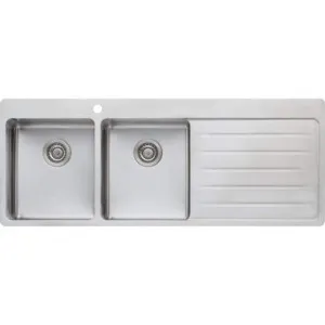 Sonetto Double Left Hand Bowl Topmount Sink With Drainer 1300mm 1 Tap Hole | Made From Stainless Steel By Oliveri by Oliveri, a Kitchen Sinks for sale on Style Sourcebook