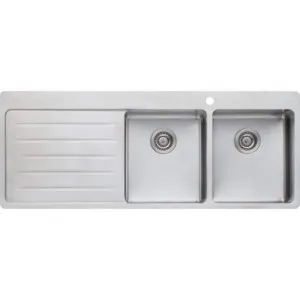Sonetto Double Right Hand Bowl Topmount Sink With Drainer 1300mm 1 Tap Hole | Made From Stainless Steel By Oliveri by Oliveri, a Kitchen Sinks for sale on Style Sourcebook