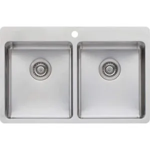 Sonetto Double Bowl Topmount Sink 1 Tap Hole | Made From Stainless Steel By Oliveri by Oliveri, a Kitchen Sinks for sale on Style Sourcebook