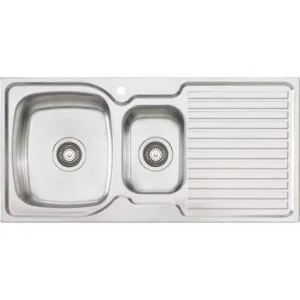 Endeavour 1 & 1/2 Bowl Topmount Sink With Drainer Left Bowl 1 Tap Hole | Made From Stainless Steel By Oliveri by Oliveri, a Kitchen Sinks for sale on Style Sourcebook