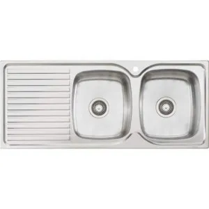 Endeavour Double Bowl Topmount Sink With Drainer Right Bowl 1 Tap Hole | Made From Stainless Steel By Oliveri by Oliveri, a Kitchen Sinks for sale on Style Sourcebook