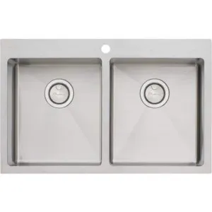 Apollo Double Bowl Sink 800mm X 510mm 1 Tap Hole | Made From Stainless Steel By Oliveri by Oliveri, a Kitchen Sinks for sale on Style Sourcebook