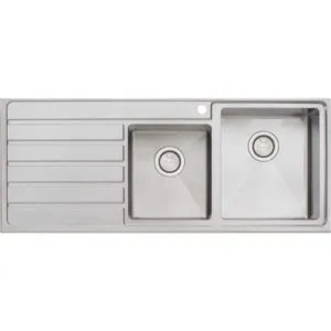 Apollo 1 & 3/4 Right Hand Bowl Sink With Drainer 1200mm X 500mm 1 Tap Hole | Made From Stainless Steel By Oliveri by Oliveri, a Kitchen Sinks for sale on Style Sourcebook
