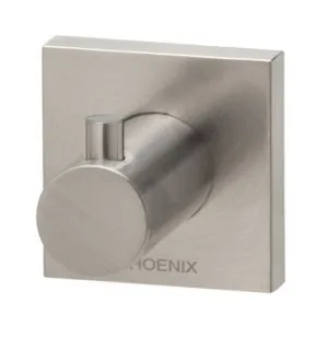 Radii Robe Hook With Square Plate In Brushed Nickel By Phoenix by PHOENIX, a Shelves & Hooks for sale on Style Sourcebook