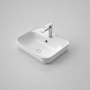 Tribute Sculptural Inset Rectangle Basin 500mm With Overflow 1 Tap Hole | Made From Vitreous China In White By Caroma by Caroma, a Basins for sale on Style Sourcebook