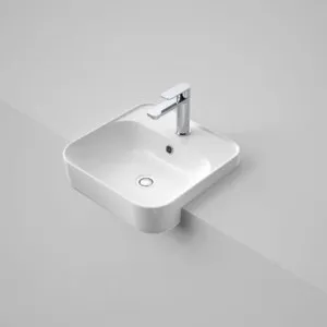 Tribute Square 420 Semi Recessed Basin Of With Plug & Waste 1 Tap Hole | Made From Vitreous China In White By Caroma by Caroma, a Basins for sale on Style Sourcebook