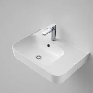 Tribute Sculpt Rectangle 600 Right Hand Shelf Wall Basin Plug & Waste 1 Tap Hole | Made From Vitreous China In White By Caroma by Caroma, a Basins for sale on Style Sourcebook