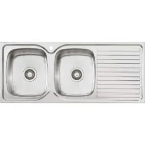 Endeavour Double Bowl Topmount Sink With Drainer Left Bowl 1 Tap Hole | Made From Stainless Steel By Oliveri by Oliveri, a Kitchen Sinks for sale on Style Sourcebook