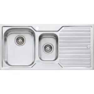 Diaz 1 & 1/2 Bowl Topmount Sink With Drainer Left Bowl 1 Tap Hole | Made From Stainless Steel By Oliveri by Oliveri, a Kitchen Sinks for sale on Style Sourcebook