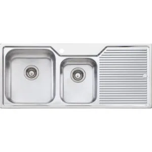Nu-Petite 1 & 3/4 Bowl Topmount Sink With Drainer Right Bowl 1 Tap Hole | Made From Stainless Steel By Oliveri by Oliveri, a Kitchen Sinks for sale on Style Sourcebook