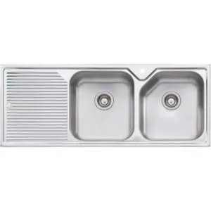 Nu-Petite Double Bowl Topmount Sink With Drainer Right Bowl 1 Tap Hole | Made From Stainless Steel By Oliveri by Oliveri, a Kitchen Sinks for sale on Style Sourcebook