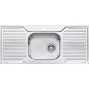 Diaz Single Bowl Topmount Sink With Double Drainer 1 Tap Hole | Made From Stainless Steel By Oliveri by Oliveri, a Kitchen Sinks for sale on Style Sourcebook