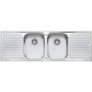 Diaz Double Bowl Topmount Sink With Double Drainer 1 Tap Hole | Made From Stainless Steel By Oliveri by Oliveri, a Kitchen Sinks for sale on Style Sourcebook