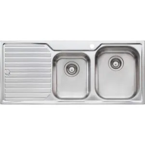 Diaz 1 & 3/4 Bowl Topmount Sink With Drainer Right Bowl 1 Tap Hole | Made From Stainless Steel By Oliveri by Oliveri, a Kitchen Sinks for sale on Style Sourcebook